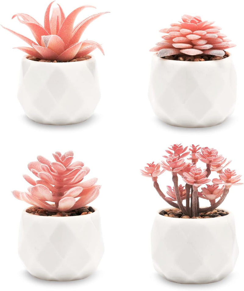 tiny succulents amazon VIVERIE Mini Succulents Plants Artificial in Pots-Rose Pink, Small Fak – Velener