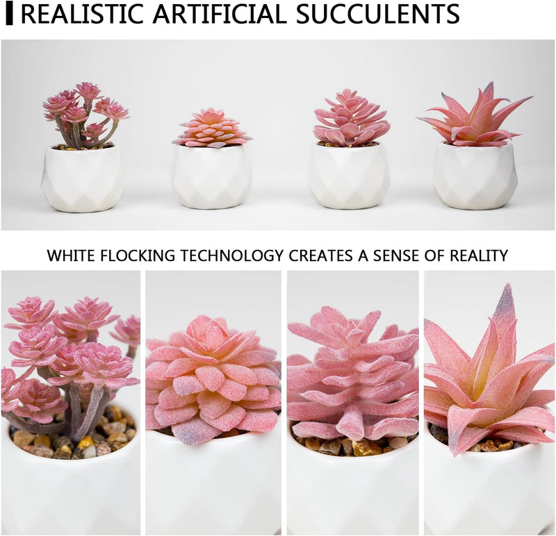 artificial pink succulents VIVERIE Mini Succulents Plants Artificial in Pots-Rose Pink, Small Fak – Velener