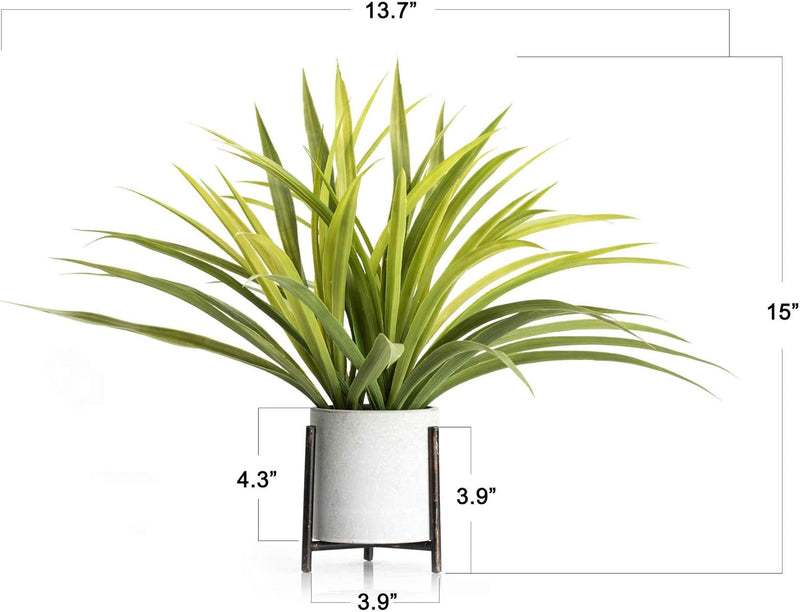 Velener 15" Potted Spider Plant in Artificial Plant Stand- Fake Plants for Indoors Outdoor Patio Decor